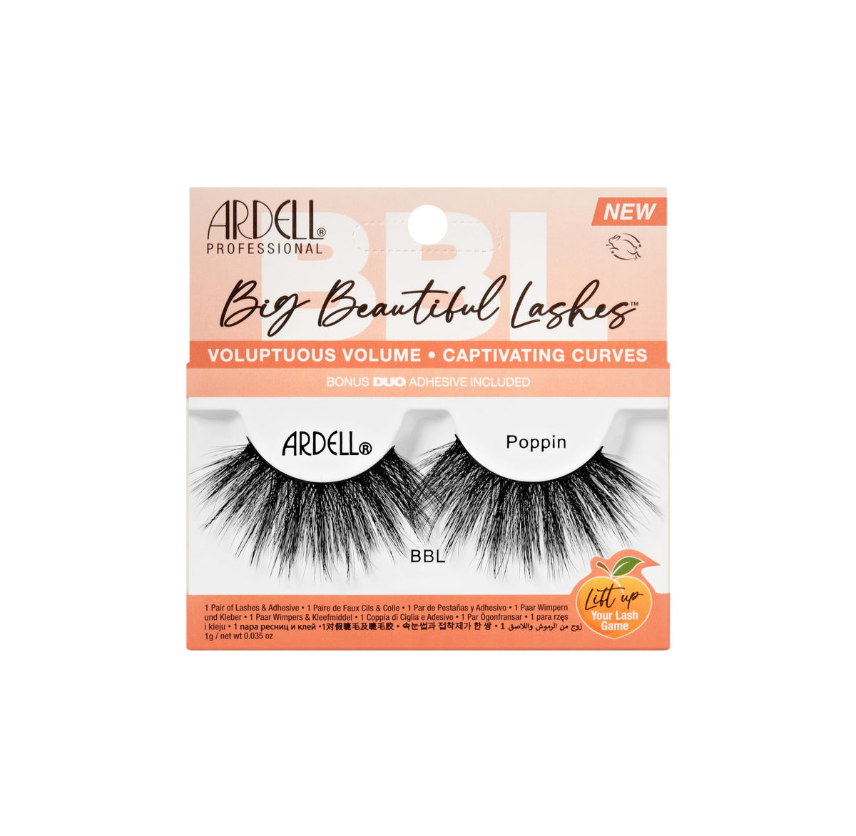 Ardell BBL Big Beautiful Lashes 971 Poppin, with DUO Clear Adhesive, 1 pack