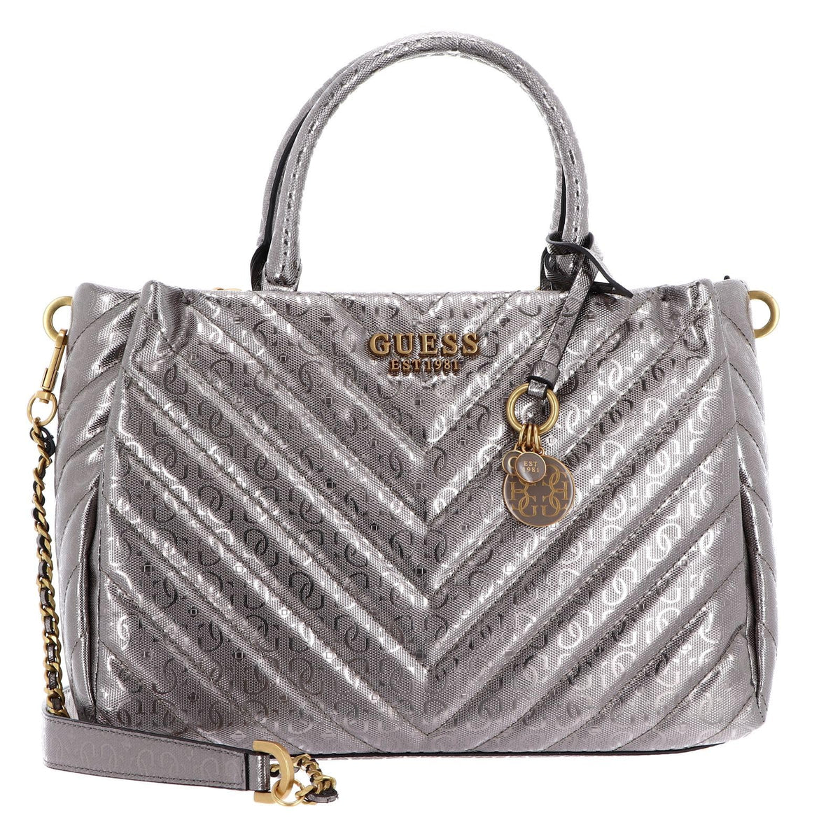 GUESS Jania Society Satchel, Pewter