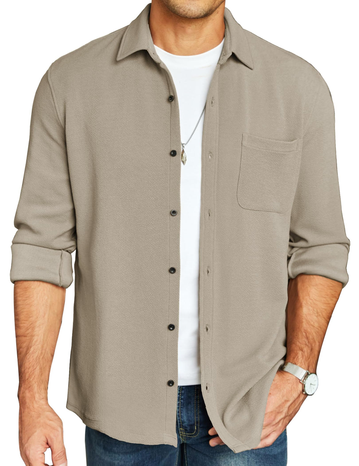 COOFANDY Men's Corduroy Shirt Jacket Casual Stylish Shacket Long Sleeve Button Down Winter Shirt