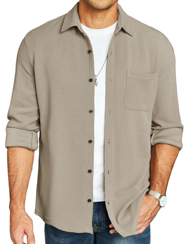 COOFANDY Men's Corduroy Shirt Jacket Casual Stylish Shacket Long Sleeve Button Down Winter Shirt