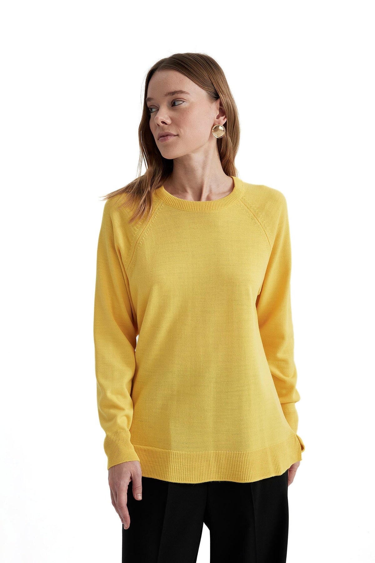 DeFacto Women's B7866ax T-Shirt, Yellow, XXL