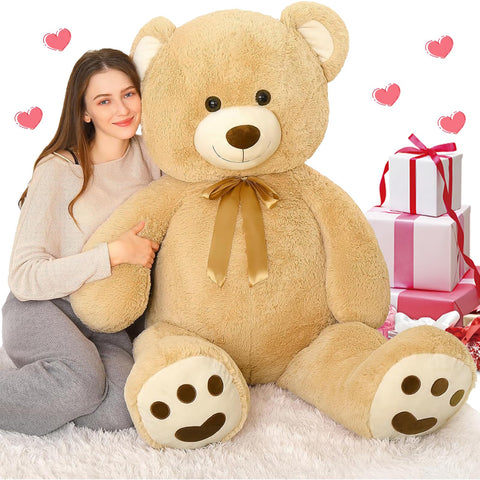 MorisMos 120cm Giant Teddy Bear for Girlfriend, Large Plush Bear Stuffed Animal Cuddly Toy Soft Big XXL, Kawaii Presents for Girls Kids Women Valentines Day Birthday Party Decorations (Light Brown)