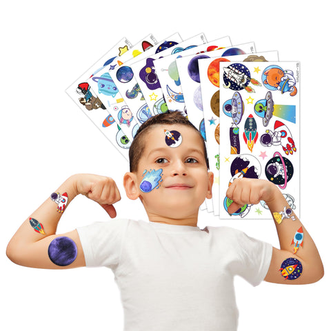 Galaxy Temporary Tattoos Sticker for Kids | 96PCS Space Themed Birthday Party Supplies Decorations Party Favors Tattoo Alien Rocket Star Astronaut Cute Kids Boy Girls Gifts Ideal School Prizes