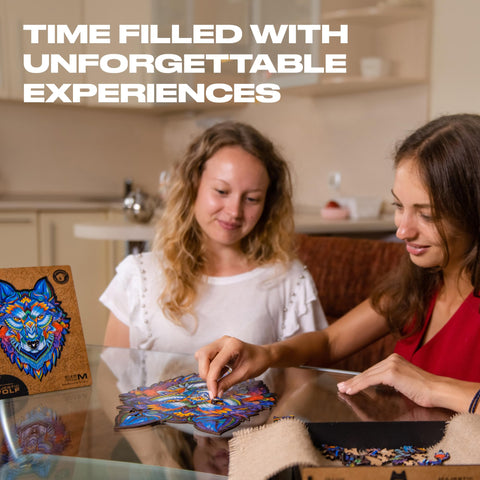 UNIDRAGON Original Wooden Jigsaw Puzzles - Majestic Wolf, 310 pieces, King Size 11.8" x 16.1", Beautiful Gift Package, Unique Shape Best Gift for Adults and Kids