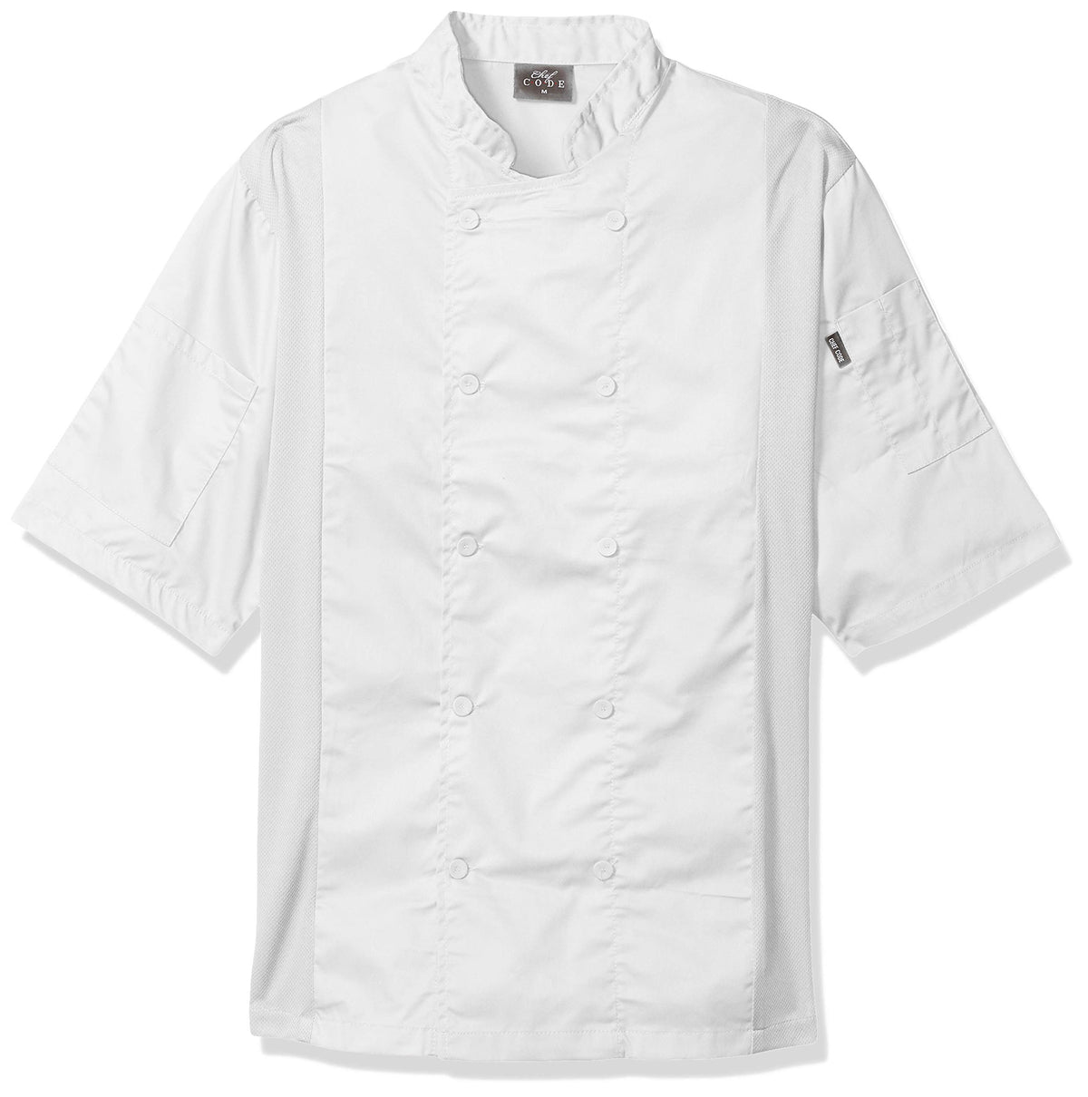 Chef Code Men's Chef Coat with Side Vents Shirt, White, S