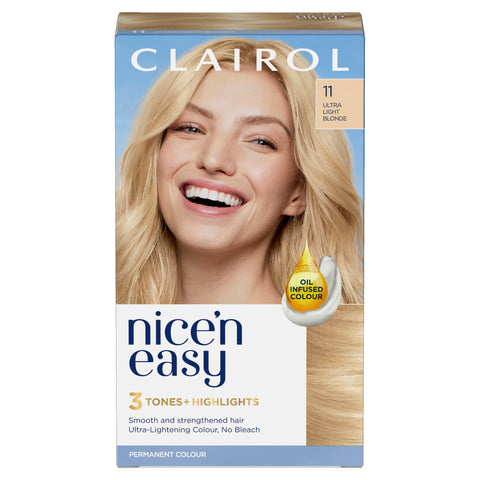 Clairol Nicen Easy CrÃƒÆ’Ã†â€™Ãƒâ€ Ã¢â‚¬â„¢ÃƒÆ’Ã¢â‚¬Â ÃƒÂ¢Ã¢â€šÂ¬Ã¢â€žÂ¢ÃƒÆ’Ã†â€™ÃƒÂ¢Ã¢â€šÂ¬Ã…Â¡ÃƒÆ’Ã¢â‚¬Å¡Ãƒâ€šÃ‚Â¨me, Natural Looking Oil Infused Permanent Hair Dye, 11 Ultra Light Blonde