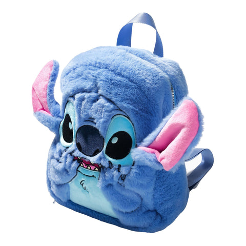Claires Disney Stitch Soft Mini Backpack for Kids, Adjustable Straps, Size 9" W x 10" H x 5" D, Blue, Cute Lilo and Stitch Gifts for Girls