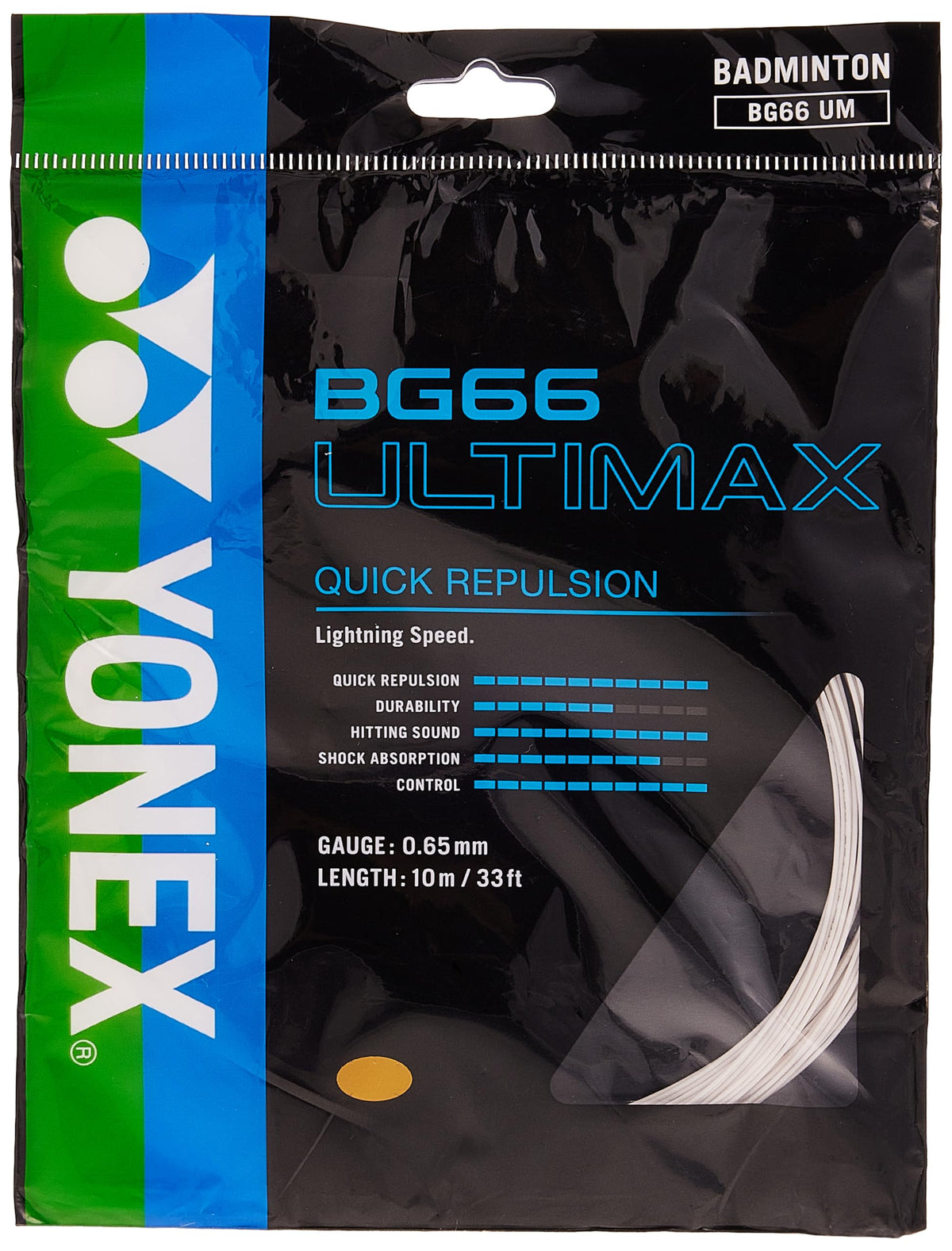 YONEX BG-66 Ultimax Badminton String - 10m Set, Colors- White