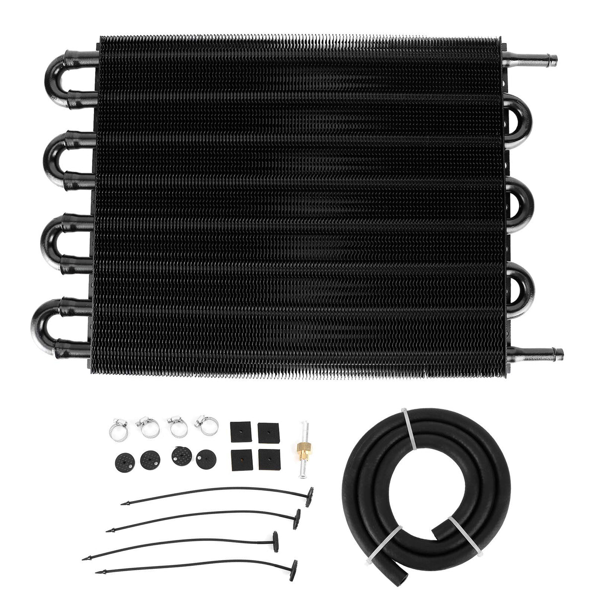 8 Pass Aluminum Transmission Cooler Universal Transmission Oil Cooler OC?1405 8 Pass 26,000LBS GVW Engine Aluminum Parts W/Tube, Black