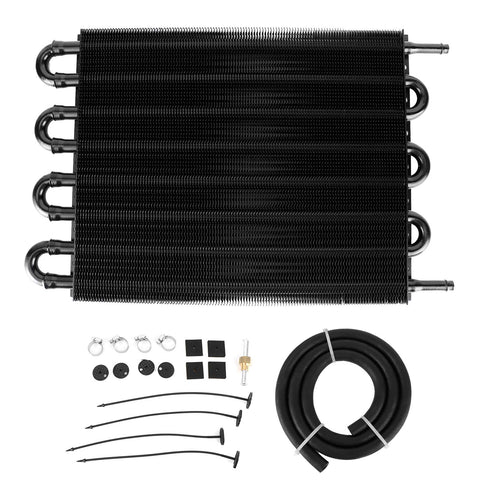 8 Pass Aluminum Transmission Cooler Universal Transmission Oil Cooler OC?1405 8 Pass 26,000LBS GVW Engine Aluminum Parts W/Tube, Black