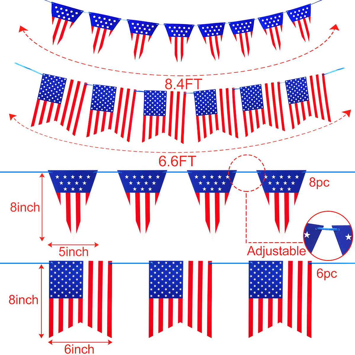 14 PCS Patriotic Party Decorations, 4th of July American Flag Party Supplies Patriotic Hanging Swirls Love USA Banner Party Favors for American Theme Memorial Day Independence Day Party