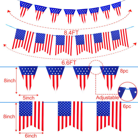 14 PCS Patriotic Party Decorations, 4th of July American Flag Party Supplies Patriotic Hanging Swirls Love USA Banner Party Favors for American Theme Memorial Day Independence Day Party