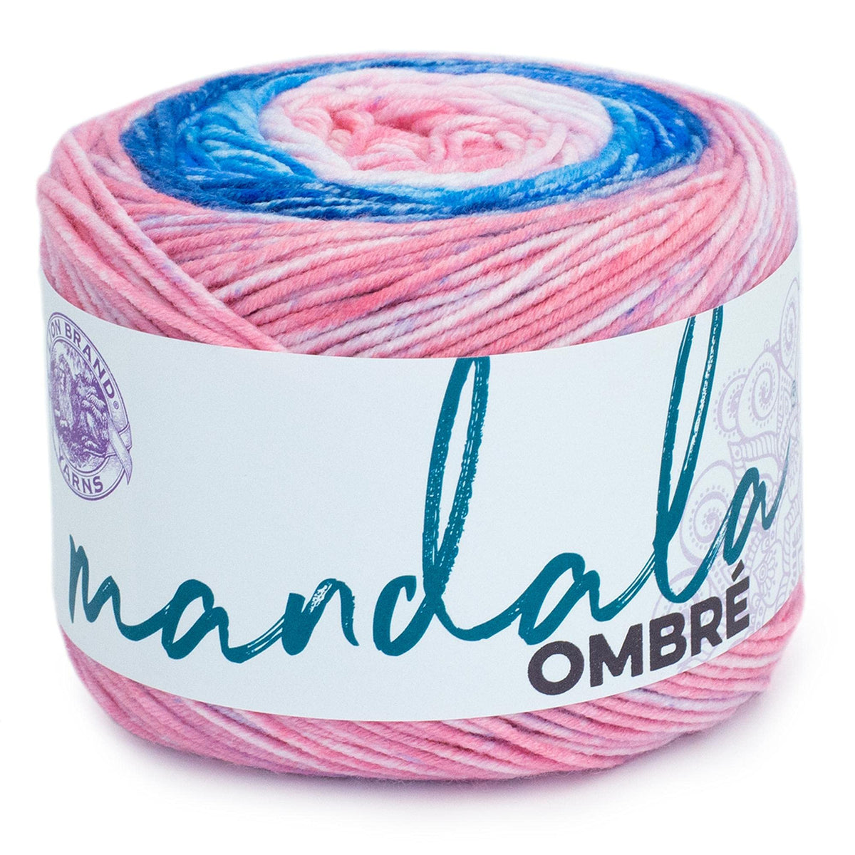 Lion Brand Yarn Company Mandala Ombre Yarn, Pure, One Skein,Pink,Blue