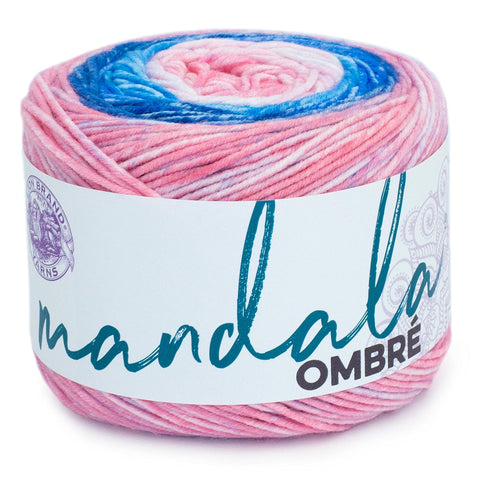 Lion Brand Yarn Company Mandala Ombre Yarn, Pure, One Skein,Pink,Blue