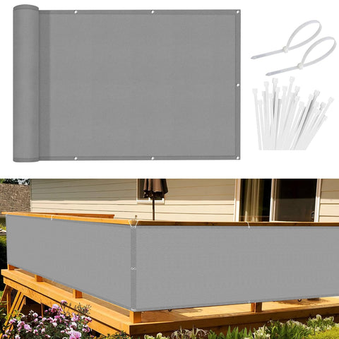 Sunnylaxx Balcony Privacy Screen 100x300 cm Fence Screen for Balcony and Patio,Balcony Cover, PES(170g/?) Water-Repellent Wind Protection, with Rope and Aluminium Eyelets Grey
