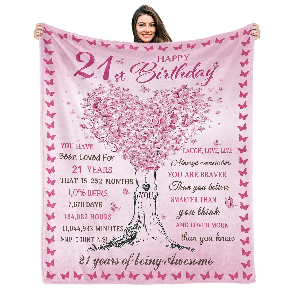 Kesidilo 21st Birthday Gifts for Her, Gifts for 21 Year Old Female, 21 Year Old Birthday Gifts Ideas, Happy 21st Birthday Gift for Women Daughter Sister, 21st Birthday Decorations Blanket 50"X60"