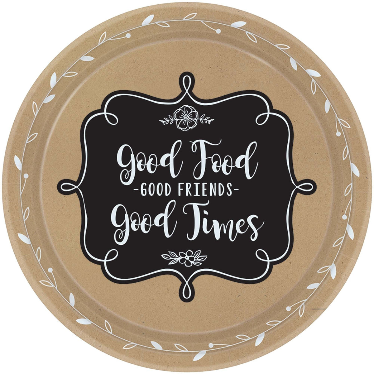 Amscan, Homemade & Delicious Round Plates Party Supplies, 7", Brown and Black