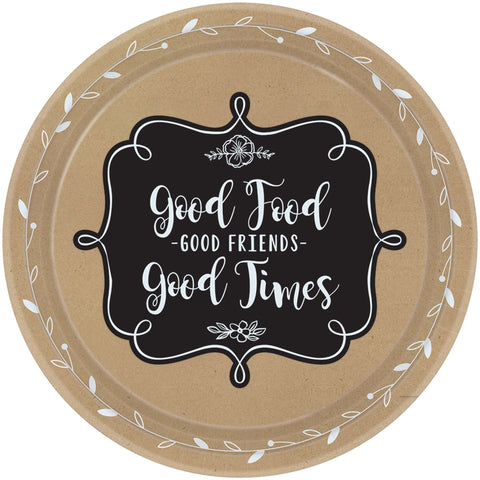 Amscan, Homemade & Delicious Round Plates Party Supplies, 7", Brown and Black