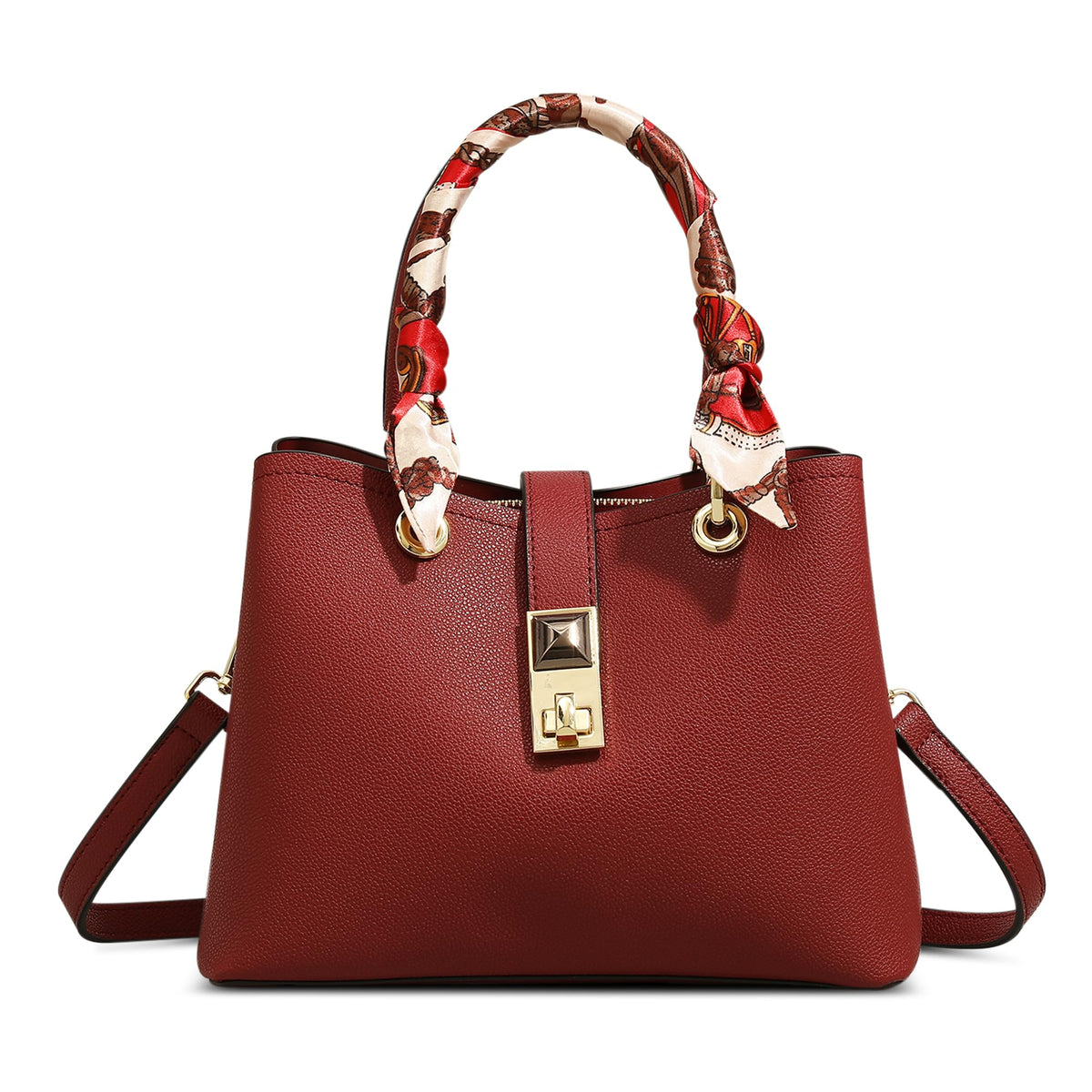 FOLOVEYA Fashion Women Handbags Ladies Top Handles Bags Elegant Tote Bag Classic Shoulder Bags Designer Crossbody Bag PU Leather for Shopping Travel Work Business Dating Red