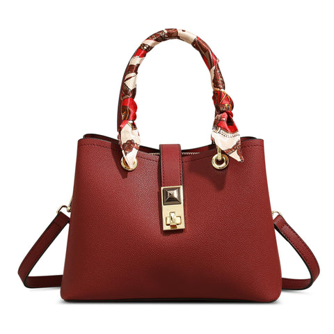 FOLOVEYA Fashion Women Handbags Ladies Top Handles Bags Elegant Tote Bag Classic Shoulder Bags Designer Crossbody Bag PU Leather for Shopping Travel Work Business Dating Red