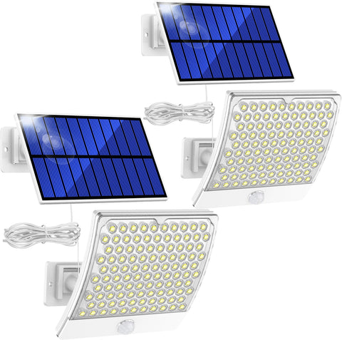 MPJ Solar Lights for Outdoors, 105 LED Solar Lights Outdoor with Motion Sensor, IP65 Waterproof, 125Â° Lighting Angle, Solar Wall Lights for Garden with 5 m Cable - 2 Pieces