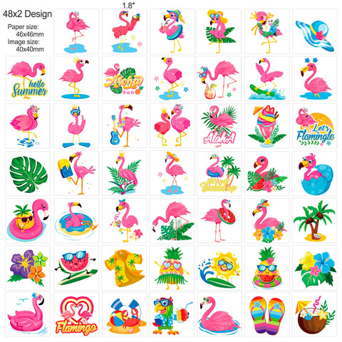 HOWAF 96pcs Summer Flamingo Temporary Tattoos for Kids,Flamingo Party Supplies Tattoos for Girls Hawaii Party Decorations,Hawaiian Tropical Summer Fake Tattoo Stickers for Flamingo Goodie Bags Fillers