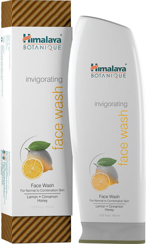 Himalaya Botanique Invigorating Face Wash for Normal to Combination Skin, Free-from Parabens, SLS and Phthalates, Hydrating Facial Cleanser with Lemon, Cinnamon and Honey, 5.07 oz (150 ml)