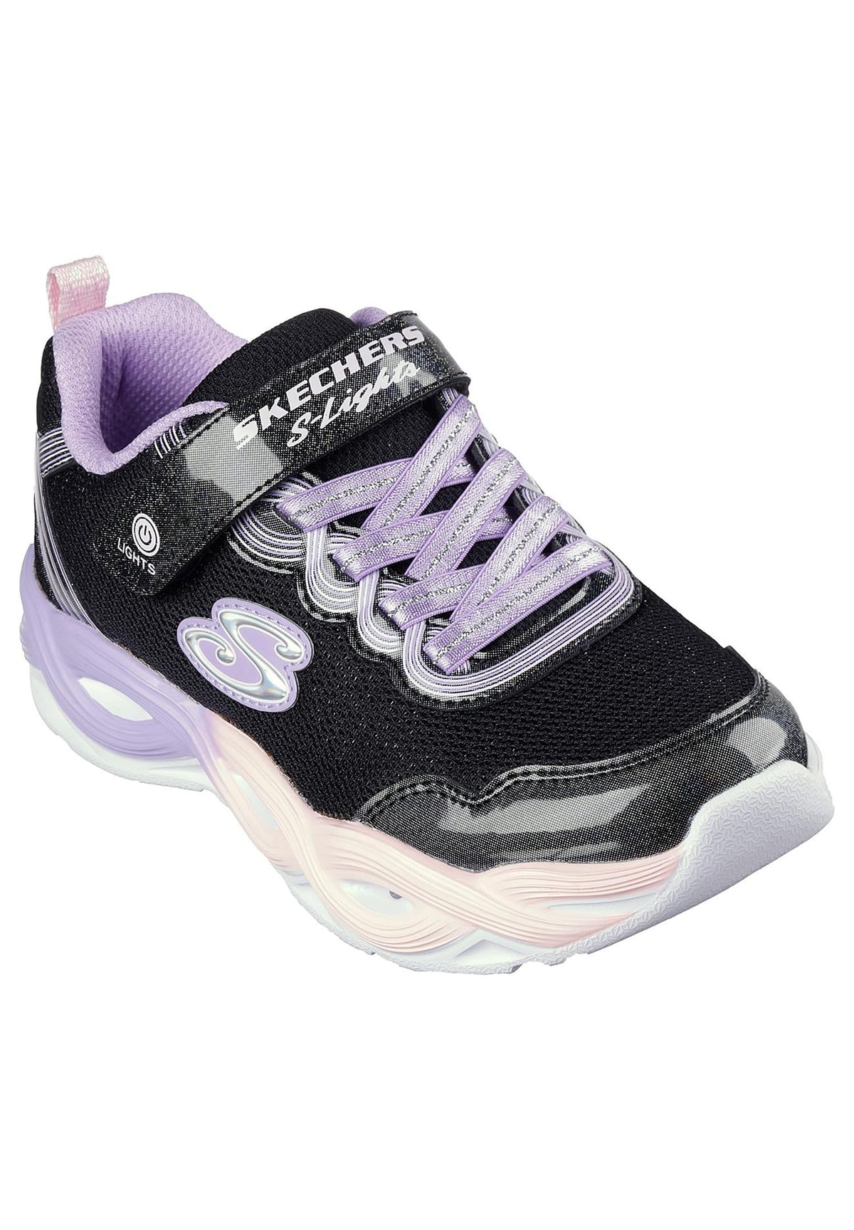 Skechers Twisty Glow Sneaker, Black/Multi, 10.5 US Unisex Little Kid