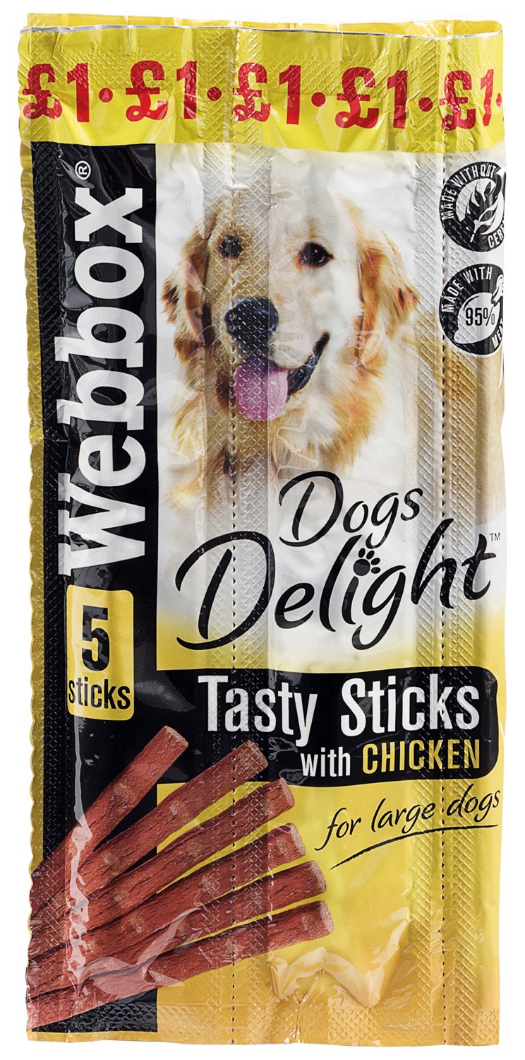 Webbox Delight Tasty Dog Sticks - Large Dog Chicken Dry - 5 Sticks