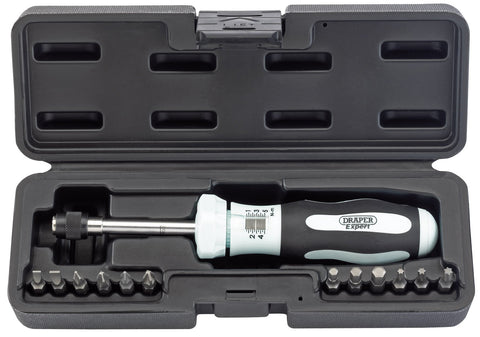 Draper Expert 13 Piece Torque Screwdriver Set | Torx Screwdriver Kit | Adjustable Torque Socket Set 1-5 Nm | Soft-Grip Ergonomic Handle | 75170