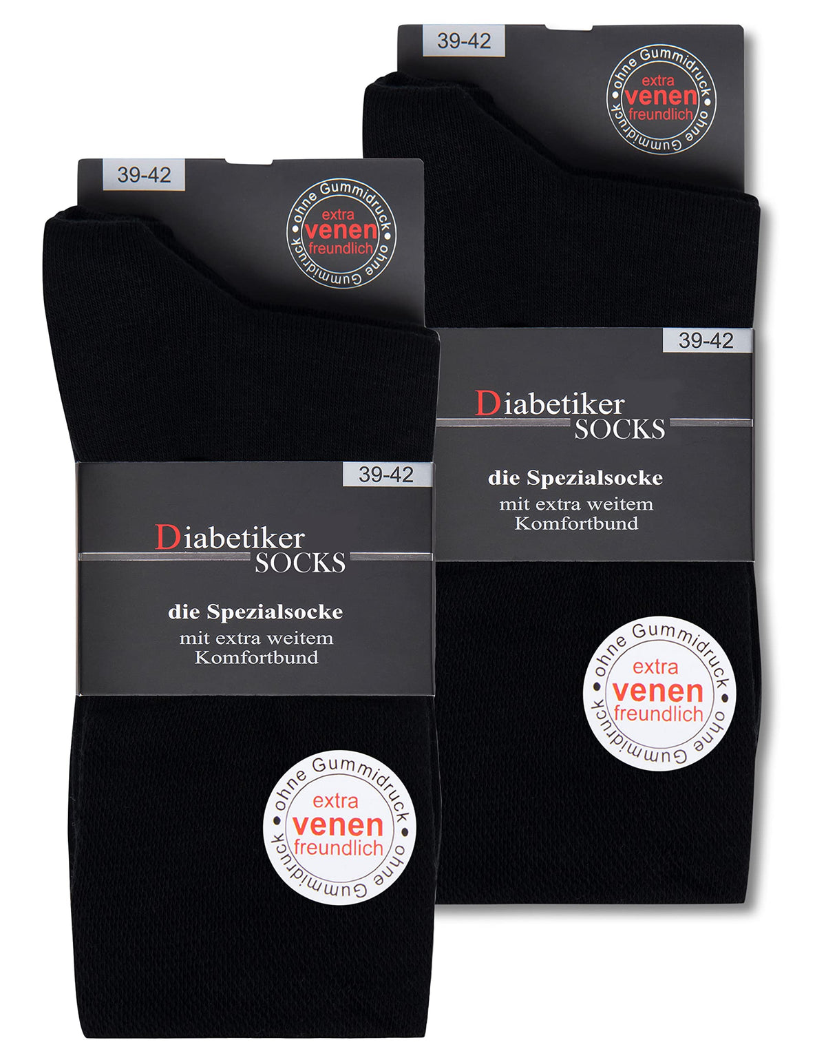 sockenkauf24 6 Pairs Socks with comfortable elastic without rubber & without seam 97% Cotton Women & Men multiple colours (3-5, Black)