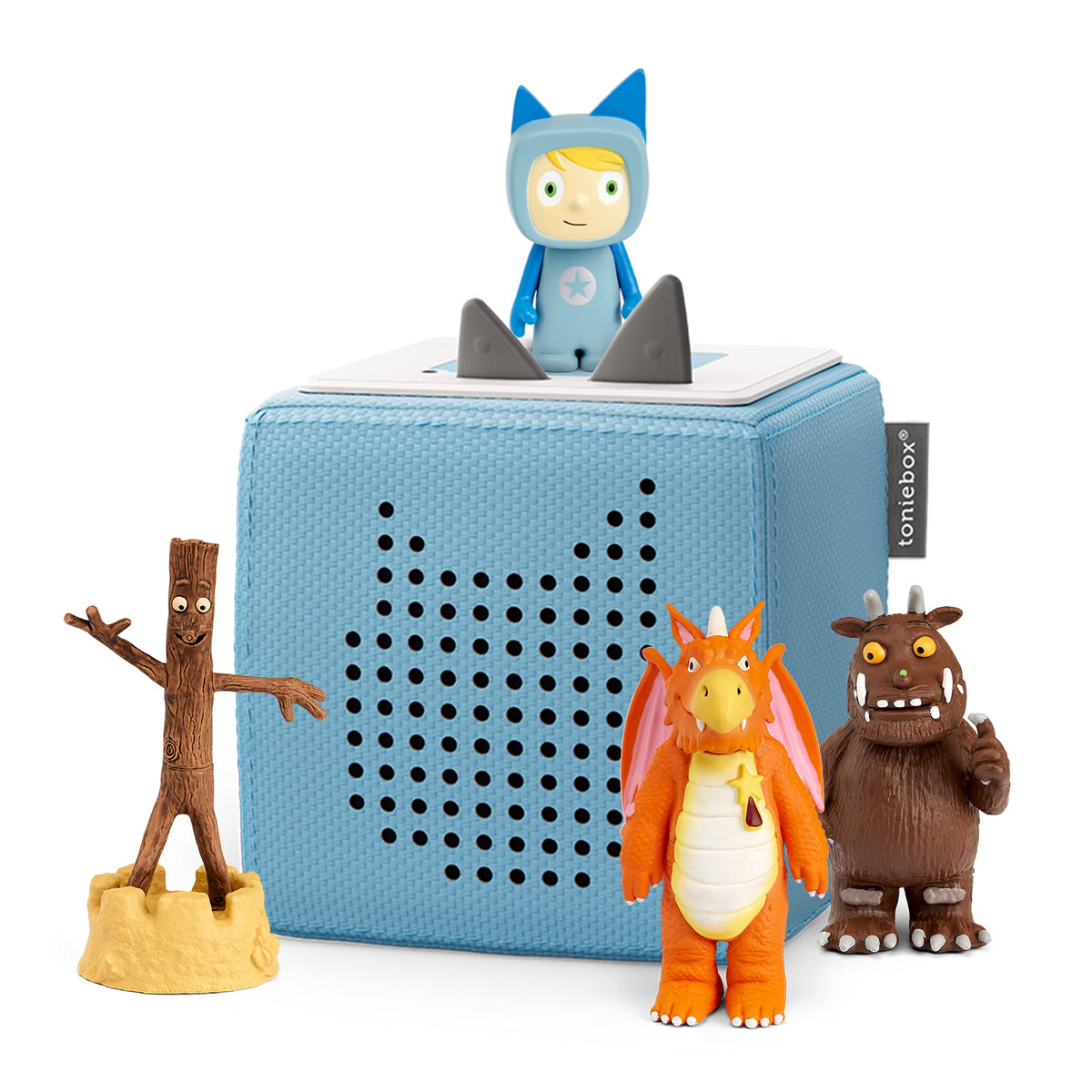tonies Toniebox Starter Set Bundle Incl. 1 Creative 3 Characters: The Gruffalo, Stick Man, and Zog, Audiobooks and Music Player Speaker for Kids, Screenfree Wireless Speaker, Light Blue