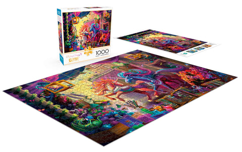 Buffalo Games - Flights of Fantasy - Twilight Marketplace (Glitter Edition) - 1000 Piece Jigsaw Puzzle