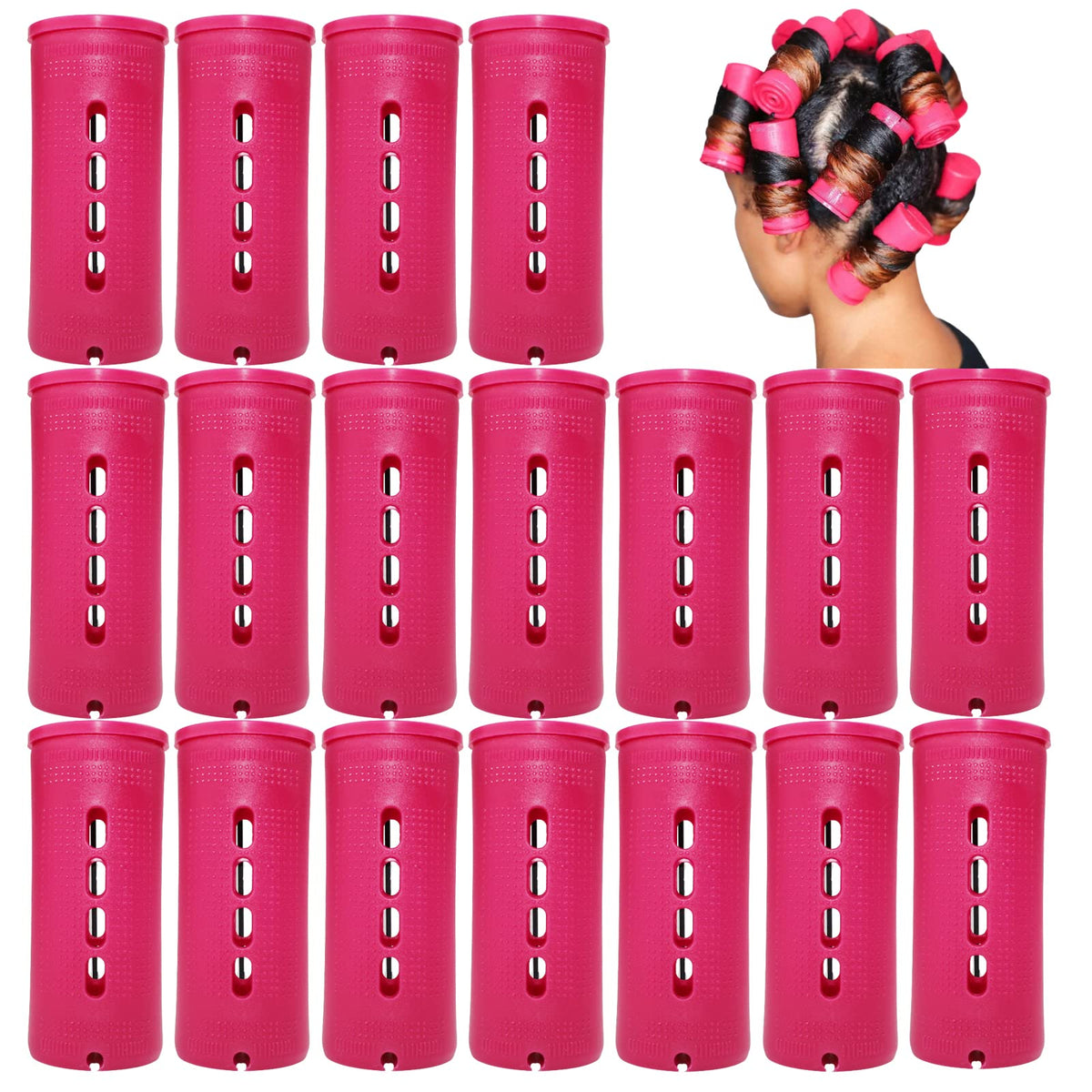BAILYELA Jumbo Perm Rods 18 Pcs, Extra Large Size 3.25in/8.25cm Length, 1.38in/3.5cm Diameter, Red, Hair Rollers for Natural Hair, Home Hairdressing Tools