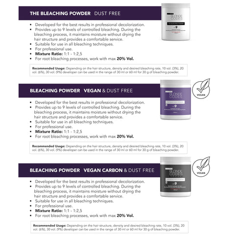 The Blonde Codes Dust Free Professional Hair Bleaching Powder 1000gr - Charcoal