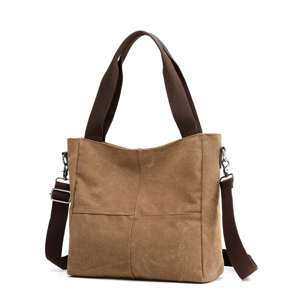 DOURR Hobo Handbags, Canvas Crossbody Bags for women Fashion Crossover Purse Cotton Shoulder Bag (Brown-02)