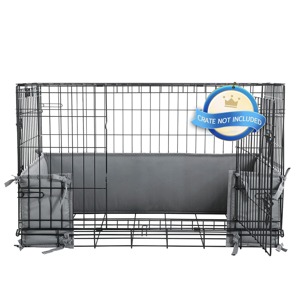 HOMBYS Dog Crate Bumper with Ties - Soft Crate Accessory for a Safe & Comfortable Kennel - Dark Grey, 36"x22"