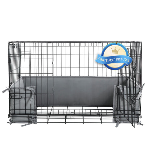HOMBYS Dog Crate Bumper with Ties - Soft Crate Accessory for a Safe & Comfortable Kennel - Dark Grey, 36"x22"