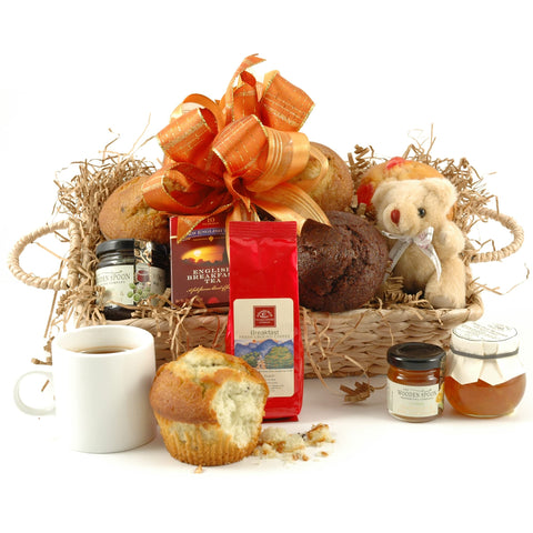 Breakfast in Bed Gift Hamper - Includes American Style Muffins, Tea, Coffee, Jam & Marmalade - Hamper Gift For Family, Friends & Staff