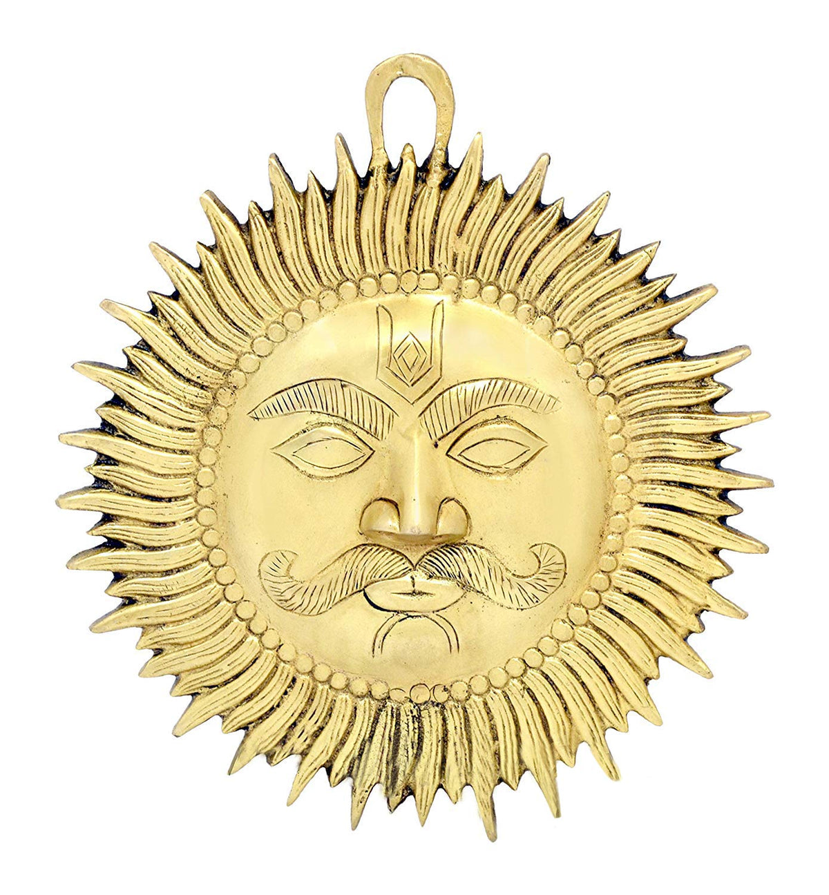 eSplanade - Brass Sun Wall Decor - Beautiful Sun (Surya) Face Murti Idol Statue Sculpture Wall Hanging of Brass (10") | Home Decor