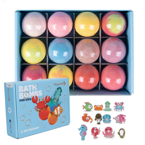 Playground Pop Kids Bath Bombs Gift Set with Surprise Inside - 12 Pack Different Fragrances and Toys - Relaxing Bath Bomb for Kids with Surprise Inside - Ideal Birthday Gift for Boys & Girls