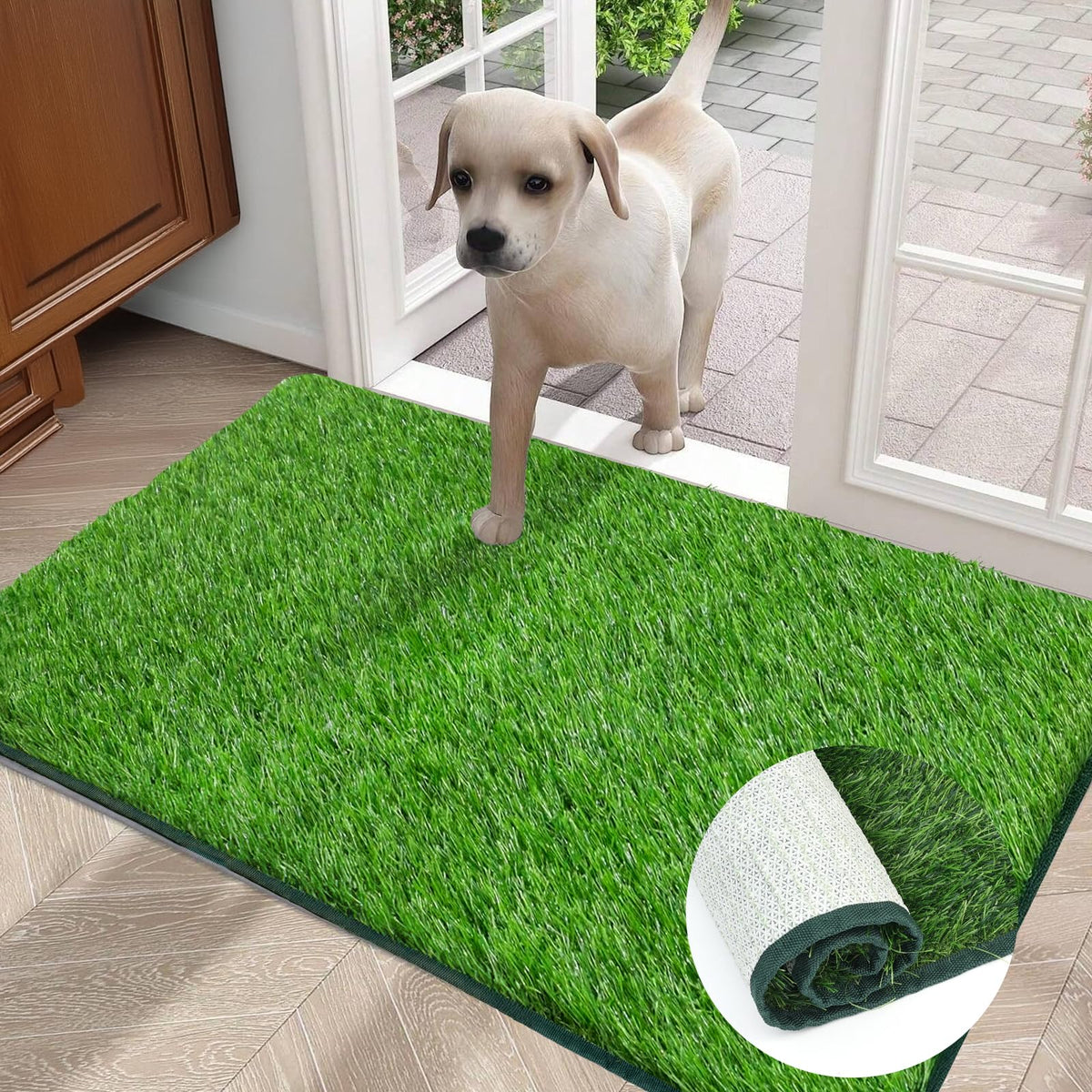 Dog Grass Pee Pad,Artificial Grass for Dogs Potty Training,Reusable Turf Grass Pads for Dogs with Hemmed Edge,Fake Grass Replacement Pads for dog Indoor and Outdoor (18" x 23")