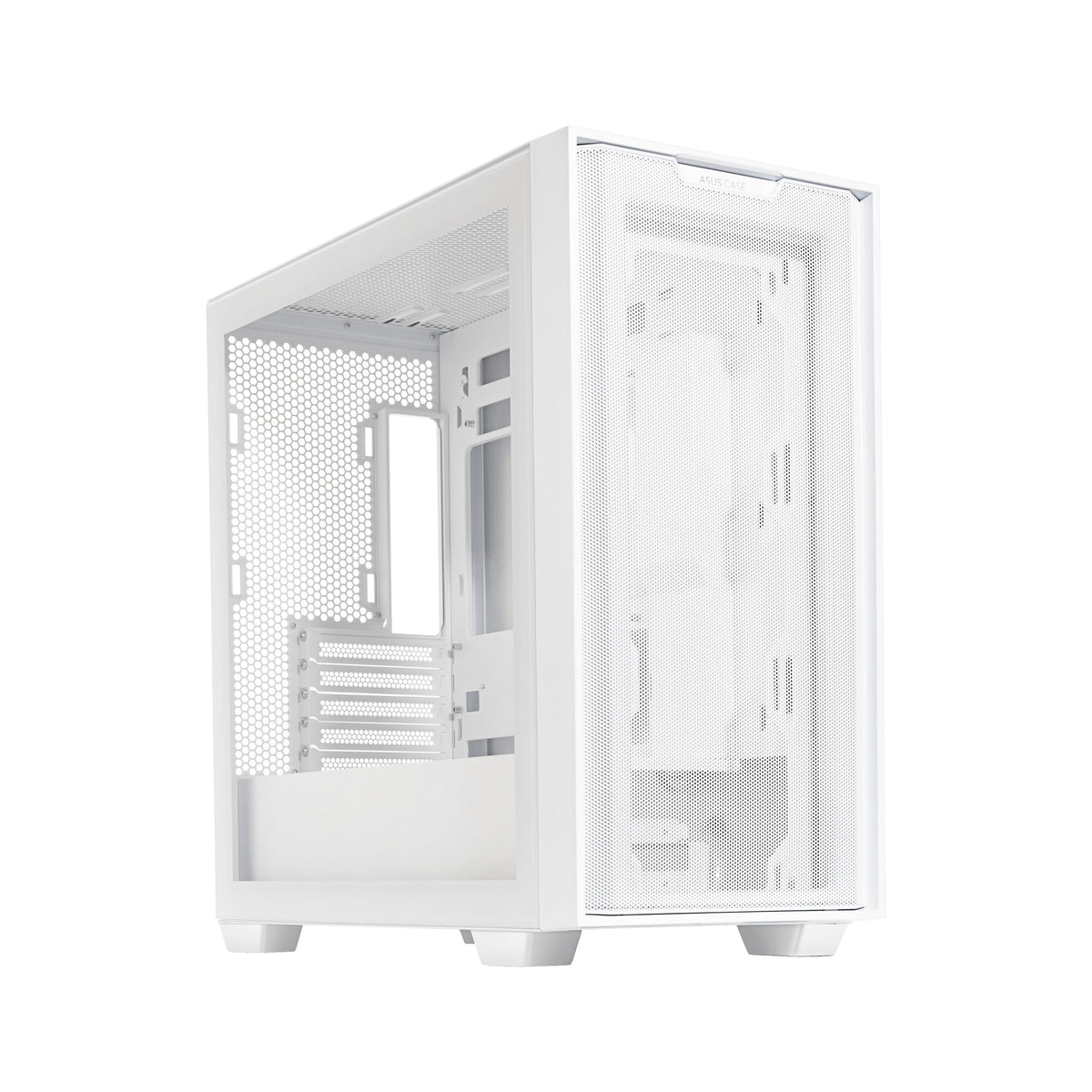 ASUS A21 Micro-ATX Case White Edition Supports Graphics Cards up to 380mm, 360mm Coolers, & Standard ATX PSUs, Porous Front-Panel Mesh, Compatible with New BTF Hidden Connector Technology