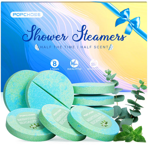 POPCHOSE Shower Steamers Aromatherapy - 8 Pack Eucalyptus Shower Steamer for Women, Relief Shower Bombs Aromatherapy for Men, Self-Care Relaxation Birthday Gifts, Quick Nasal Congestion Gifts for Men