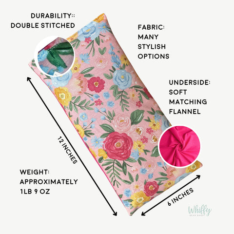 Large Microwave Heating Pad with Flax Seed, Scented or Unscented, Good For Back Pain or Cramps, Moist Heat Therapy or Ice Pack, Microwavable Bean Bag, 6" x 12" (Gnome Floral, Peppermint & Chamomile)