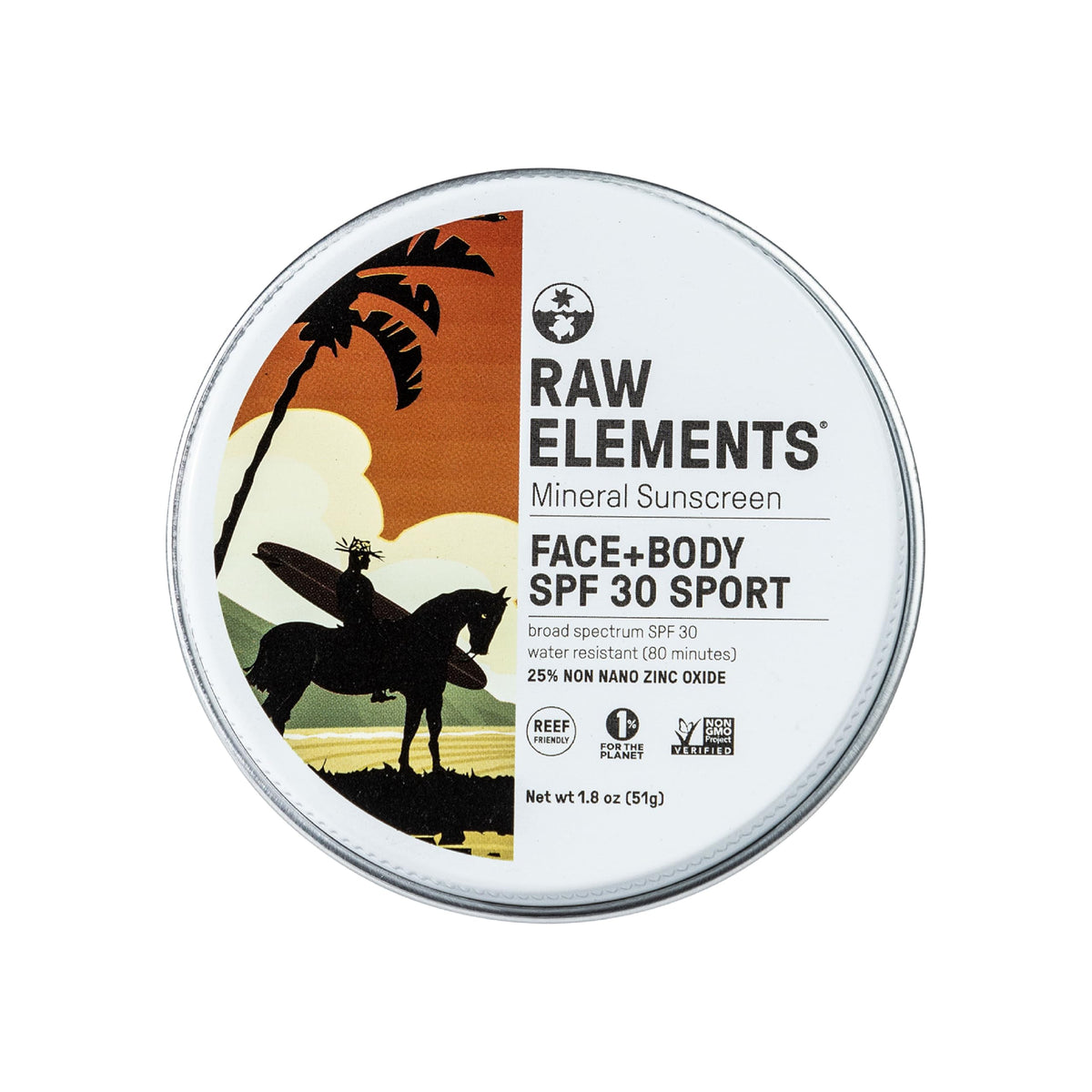 Raw Elements Mike Field Face & Body SPF 30, 1.8 oz (Tin)