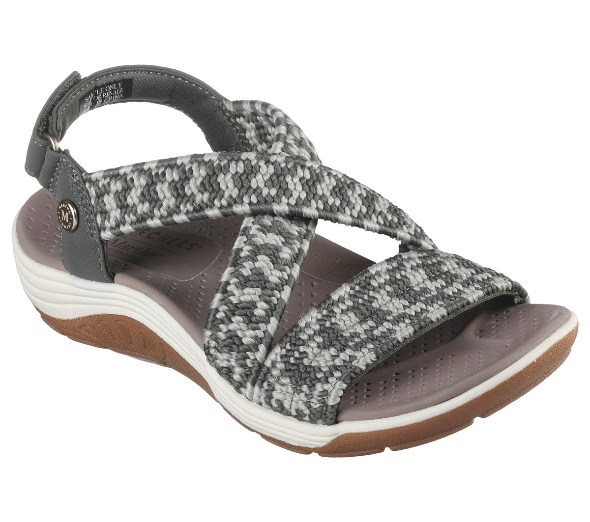 SKECHERS Women's Martha Stewart Reggae Cup-Coastal Trail Flat Sandal, Olive, 9