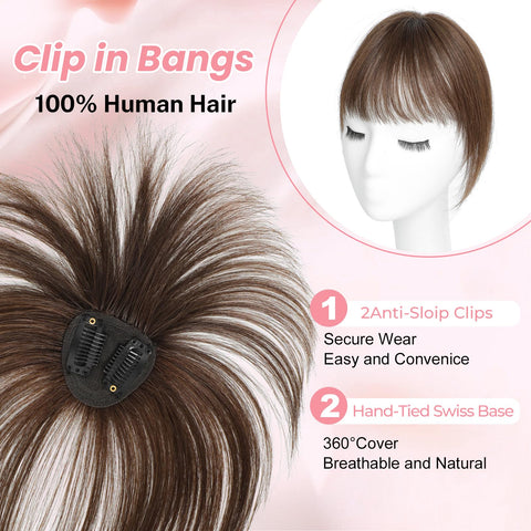 Lasunork Clip in Fringe Clip in Hair Extension Clip in Hair Extensions Real Human Hair 100% Human Hair Extensions Clip in Fringe Clip in Bangs 360ÃƒÆ’Ã†â€™ÃƒÂ¢Ã¢â€šÂ¬Ã…Â¡ÃƒÆ’Ã¢â‚¬Å¡Ãƒâ€šÃ‚Â°Cover Bangs For Daily Wear (Dark Brown)