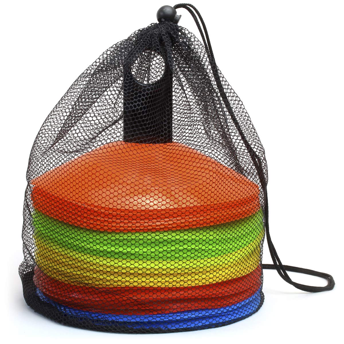 CampTeck U6859 Pack of 50 pcs Plastic Marker Cones Mini Space Markers Discs with Carry Handle and Net Bag - Multicoloured