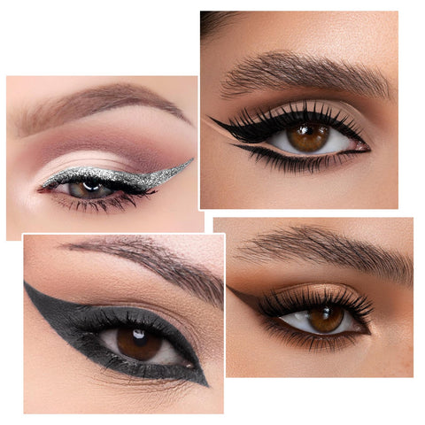Jutqut 4Pcs Black Brown Silver Gray Gel Eyeliner Set, Cream Eyeliner Tool Waterproof Eyeliner Pencil, Matte Black Eye-liner Pencil Tattoo Eyeliner Pen, Cat Eye Eyeliner, Eyeliner Gel Stick Makeup Eye-liners for Women Girls, 01#02#03#04